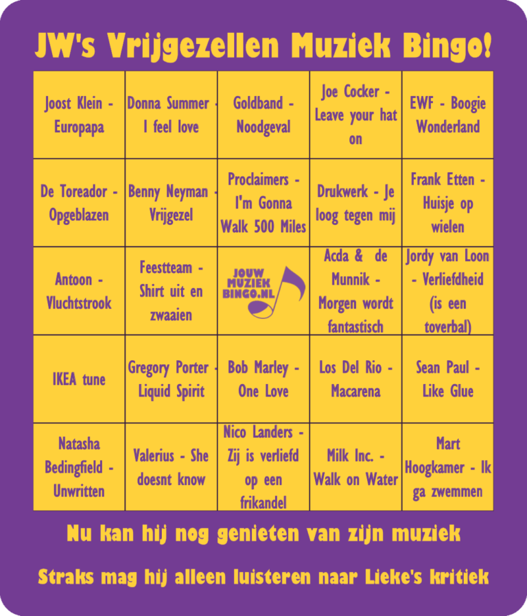 Gepersonaliseerde MuziekBingo met jouw eigen liedjes