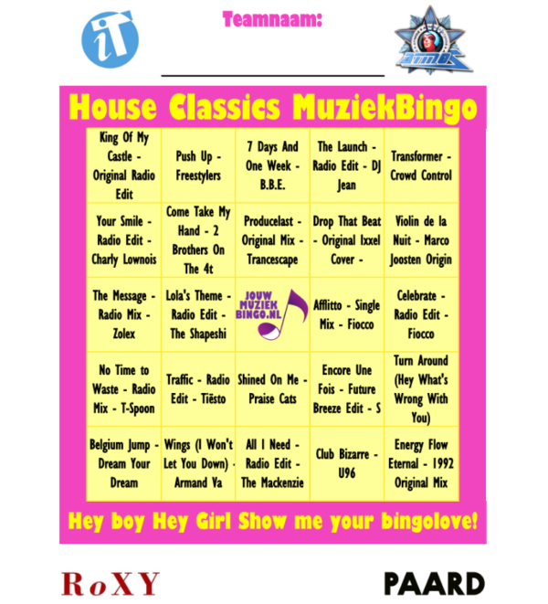 House Classics MuziekBingo - Afbeelding 2