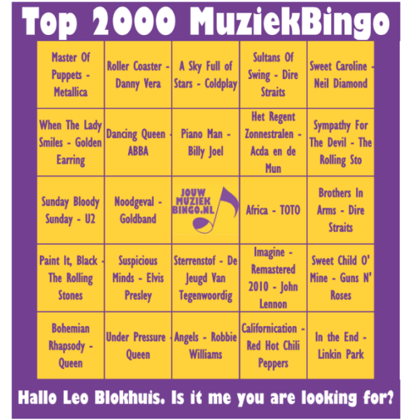 Top 2000 MuziekBingo - Afbeelding 2