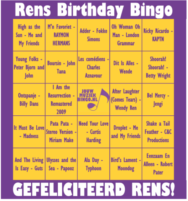 Verjaardag MuziekBingo - Afbeelding 2