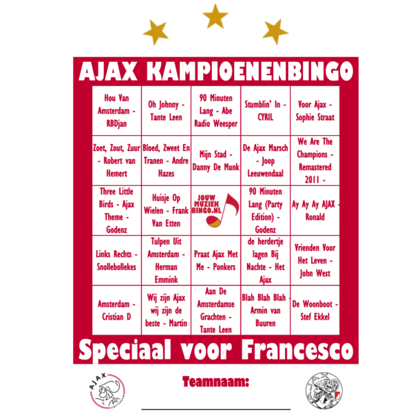Ajax MuziekBingo - Afbeelding 2