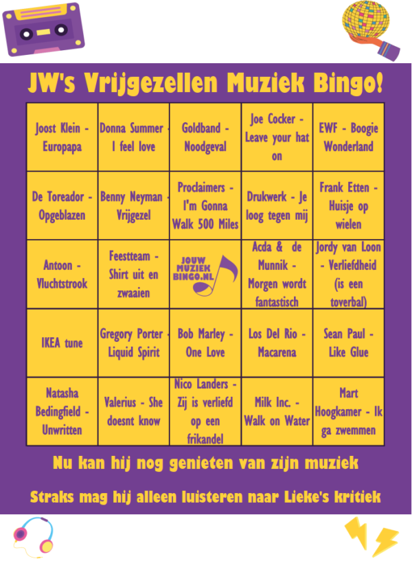 Vrijgezellenfeest MuziekBingo - Afbeelding 2
